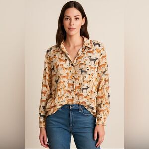 Multiples women’s dog printed blouse size L in petit